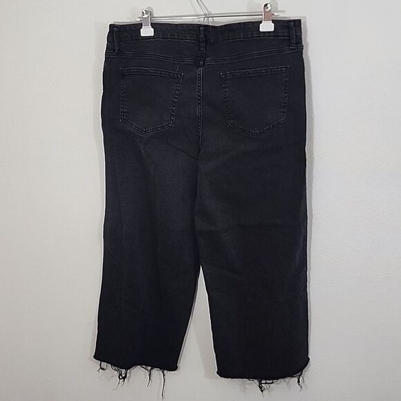 No Boundaries High Rise black distressed wide leg cropped plus size jeans sz 18 - Picture 5 of 9